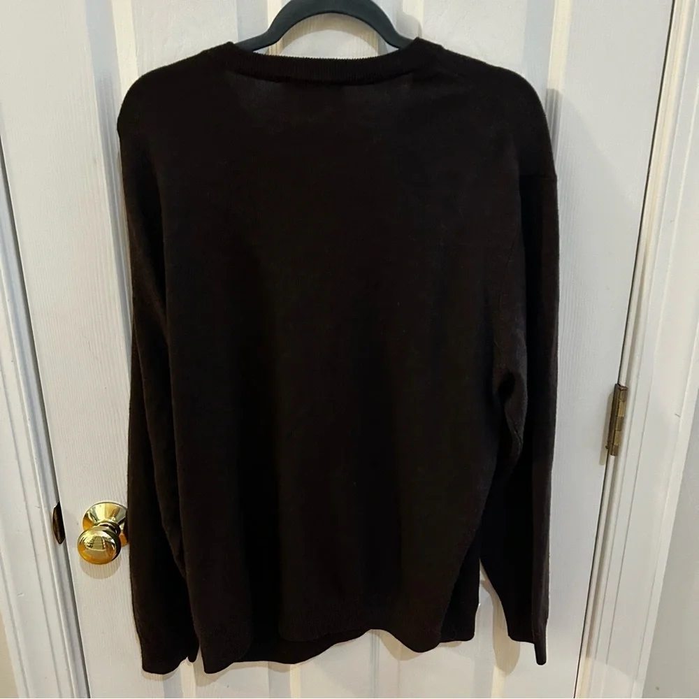 Turnbury Extra Fine Marino Wool Men’s Brown V-neck Sweater